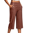 thumbnail image 5 of Linen Capri Pants for Women Elastic Waist Summer Beach Capris Cropped Pants Casual Straight Leg Pant Capri Trousers, S, 5 of 10