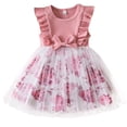 thumbnail image 2 of GaThRRgYP Toddler Girl Print Jersey Tank Dress,Girls Summer New Short Sleeve Dress Printed Gauze Princess Dress Birthday Dress Pink 2-12 Years, 2 of 9