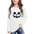 thumbnail image 2 of CLOISE Kids Boys Girls Casual Tops with Long Sleeve Halloween Glow in the Dark Cotton Crew Neck Pullover Pumpkin Shirts Fall Slim Tunic Clothes for Daily Wear White 4T, 2 of 8