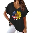 thumbnail image 2 of Up to 65 off!Lolmot Women Sunflower American Flag Shirts Summer Loose Fit Stars Stripes T Shirt Short Sleeve Patriotic Graphic Tees Tops Teen Girl Clothes, 2 of 6