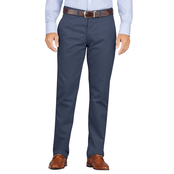 Dickies Men's Khaki Slim Fit Tapered Leg Flat Front Pants Rinsed Dark Navy 34 x 32