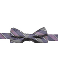thumbnail image 2 of Ryan Seacrest Mens Matera Stripe Pre-tied Bow Tie, Grey, One Size, 2 of 3