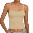 thumbnail image 2 of Camisole Tank Tops with Built Bra for Women Slim Fitted Sleeveless Tanks Soft Stretchy Yoga Casual Base Tees (2XL, Khaki), 2 of 7