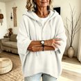thumbnail image 6 of HaCpiu Women's Henley Hooded Knit Poncho, Solid Loose 3/4 Sleeve Pullover, Lightweight Button-Up Drape Sweater with Drawstring, White XL, 6 of 6