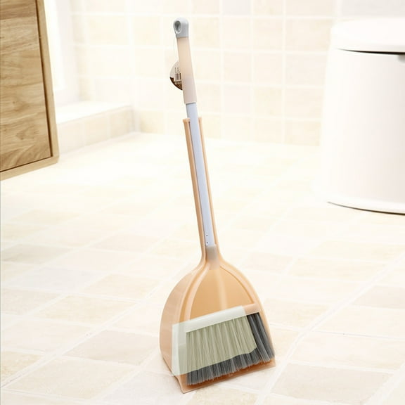 Dmlowu Broom with Dustpan Combo Set - Upright Cleaning Broom And Dustpan Set, Household Broom And Dust Pan for Office Indoor & Outdoor, Stainless Steel Handle