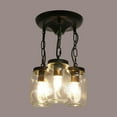 thumbnail image 4 of Kitchen Island 3-Light Glass Pendant Chandelier - Vintage Industrial Style Ceiling Light Fixture with Clear Glass Shades for Kitchen, Dining, and More, 4 of 8