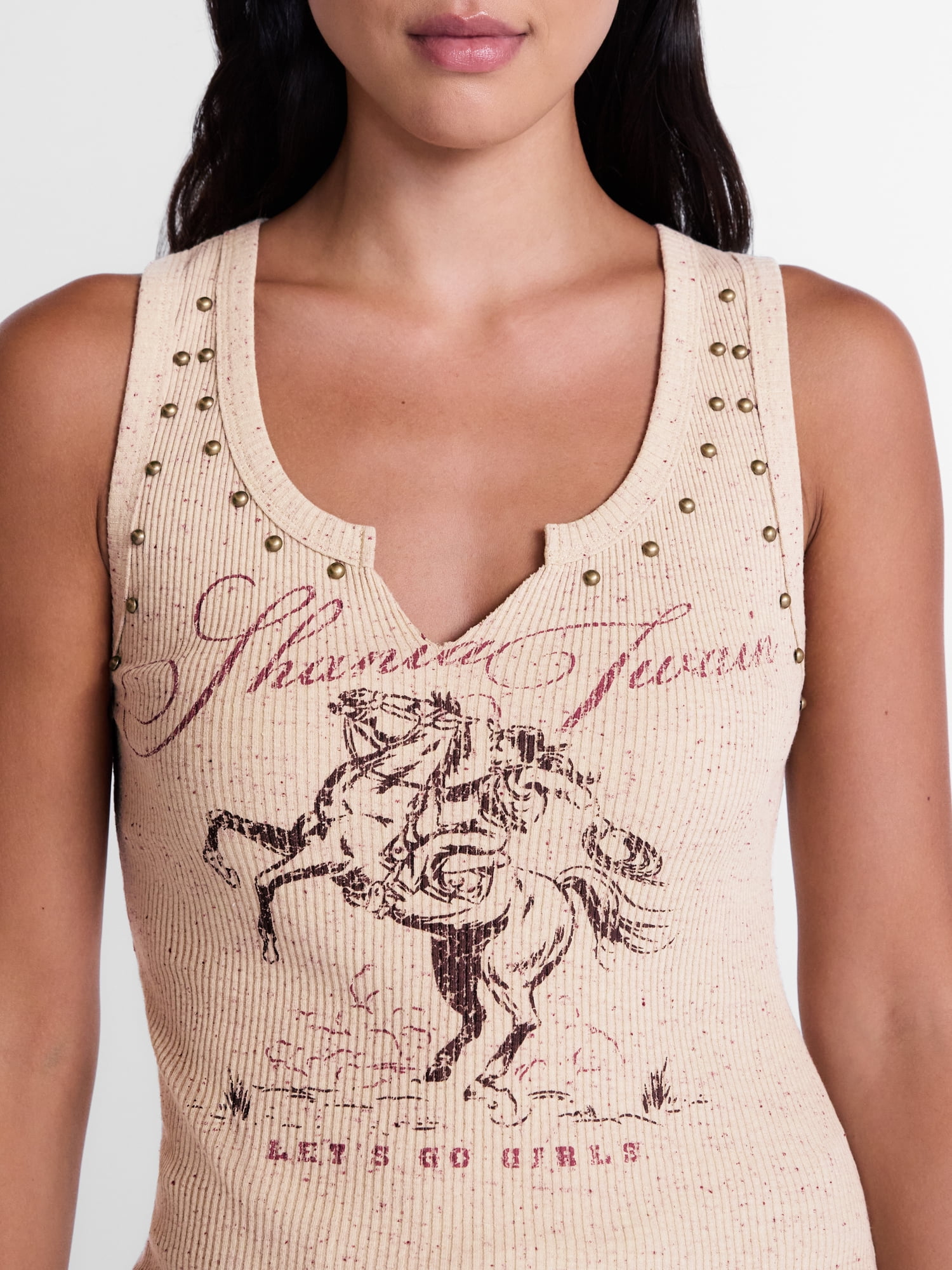 Shania Twain Women's Studded Graphic Tank Top, Sizes XXS-4X