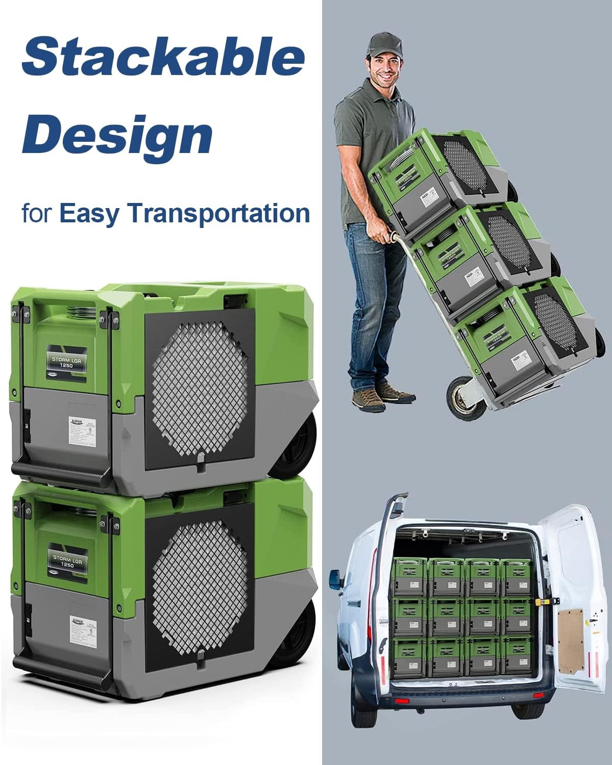 ALORAIR LGR Commercial Dehumidifier 264 PPD with Pump, Up to 3,000 Sq.Ft Industrial Dehumidifier, Compact, Portable, for Water Damage Restoration, Basement, Crawl Space, Green