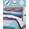 thumbnail image 4 of Quilts Queen Size, Purple Turquoise Soft Comforter Bedding Set for Bed, Modern Abstract Oil Painting Art Geometric Lightweight Quilted Bedspread with Pillow Cover(2 Pieces) for All Season, 90x96 Inch, 4 of 6