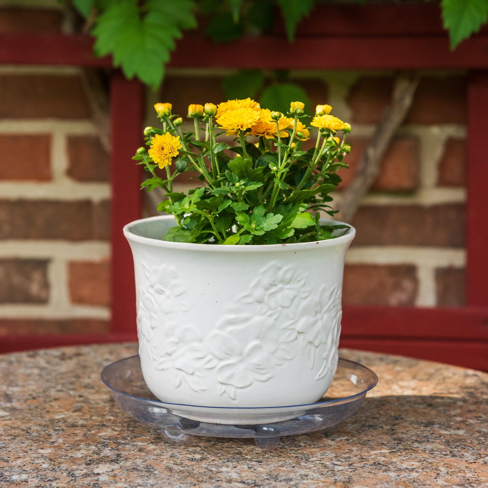 Mainstays 8 inch Round Vinyl Clear Plastic Circular Reusable Indoor Plant Saucer