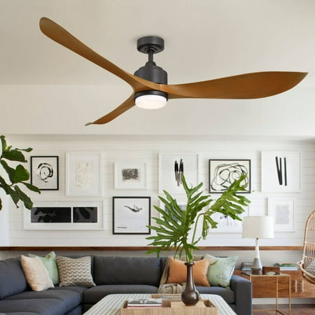 

EILEEN GRAYS LLC. 66 Modern Brown 3-Blade Dimmable Ceiling Fan with Light and Remote