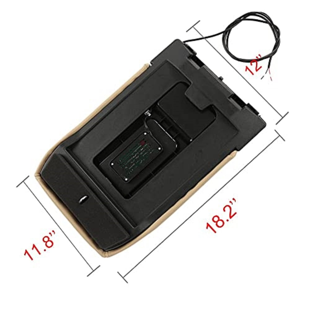 PIT66 Wireless Charging Armrest Center Console Lid Beige Fit For 01-07 Chevrolet
