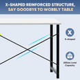 thumbnail image 2 of Casabay 63 Inch Computer Desk Home Office Desk with X-Shaped Metal Frame, Waterproof Writing Table with Simple Style for Small Space, White, 2 of 7