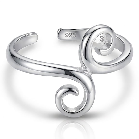 925 Sterling Silver Swirl Toe Ring for Women, Adjustable Boho Foot Jewelry