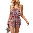 thumbnail image 1 of VISgogo Mameluco de Mujer, Sin Mangas Cintura Alta Abrigo Pecho Retro Estampado Casual Fiesta Verano Mono Corto VISgogo  moda, 1 of 6