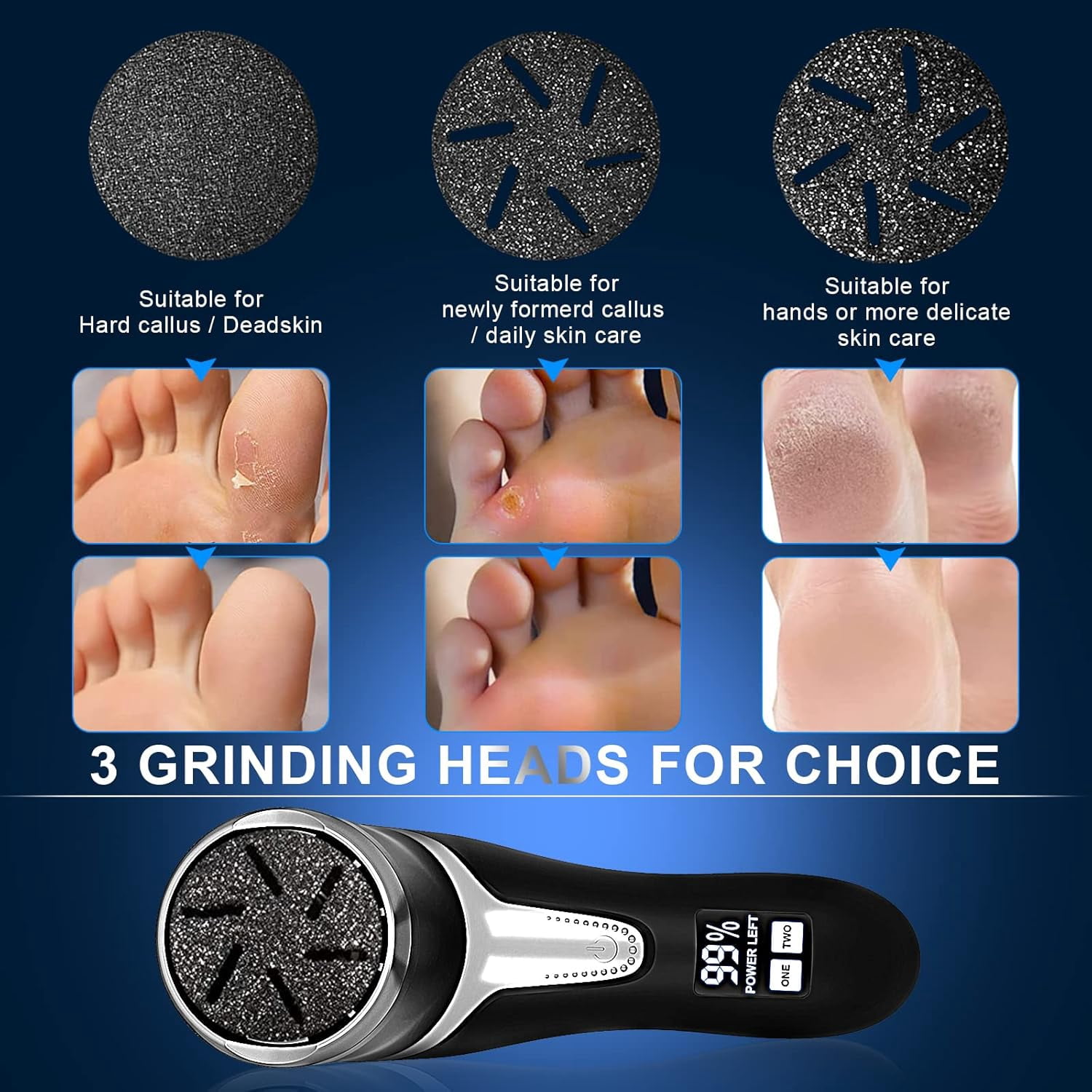 Electric Foot Callus Remover, Rechargeable & Portable Electronic Foot File Pedicure Tools, Waterproof Foot Scrubber File, Electric Callus Remover Kit, Professional Pedi Feet Care(Black)