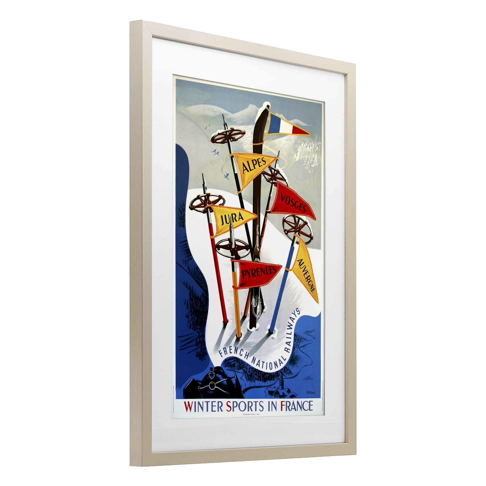 Stupell Industries Winter Sports In France Birch Framed Print Under Glass, design by Vintage Posters