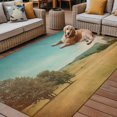 thumbnail image 2 of Fsddascl Turquoise Sky Hills Outdoor Rug for Patio/Deck/Porch, Non-Slip Large Area Rug 5 x 8 Ft, Vintage Country Landscape Indoor Outdoor Rugs Washable Area Rugs, Reversible Camping Rug Carpet, 2 of 5