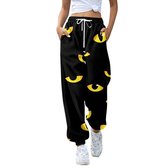 Black Halloween Pajamas Womens Pajama Pants Casual Pj Bottoms for Women Drawstring Lounge Pants with Pockets 3XL
