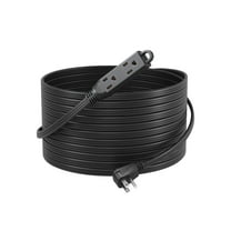 DEWENWILS 25 FT Flat Plug Extension Cord, 16/3 Awg Grounded Power Cable, 3 Outlets Power Strip for Indoor Use, SPT-3 Cord, Black