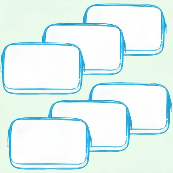 GASTROPOD 6 Pack Clear Toiletry Bag Set, Portable Travel Makeup Bags for Airport, Bathroom