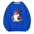 thumbnail image 4 of Chandail à Manches Longues à Col Rond Imprimé 2D d'Halloween Décontracté et Tendance pour Enfants Bleu, 4 of 6