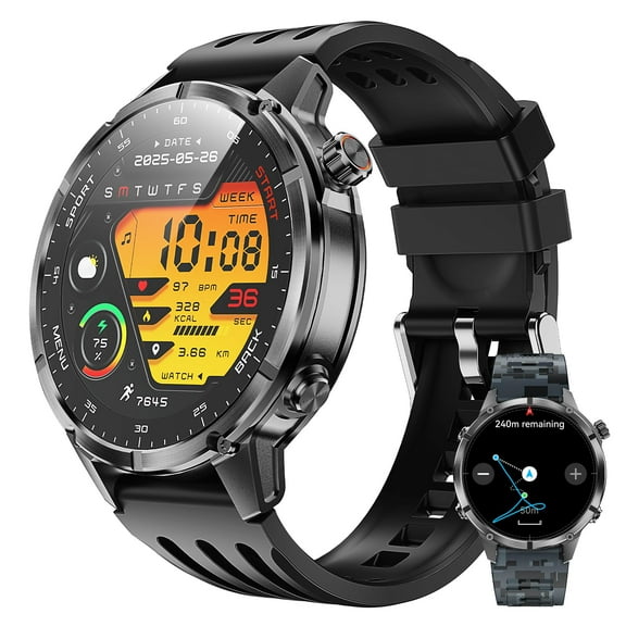 WalkerFit GPS Smartwatch, 1.43" AMOLED, 5ATM Waterproof, Heart Rate & Sleep Monitor, Bluetooth Calls