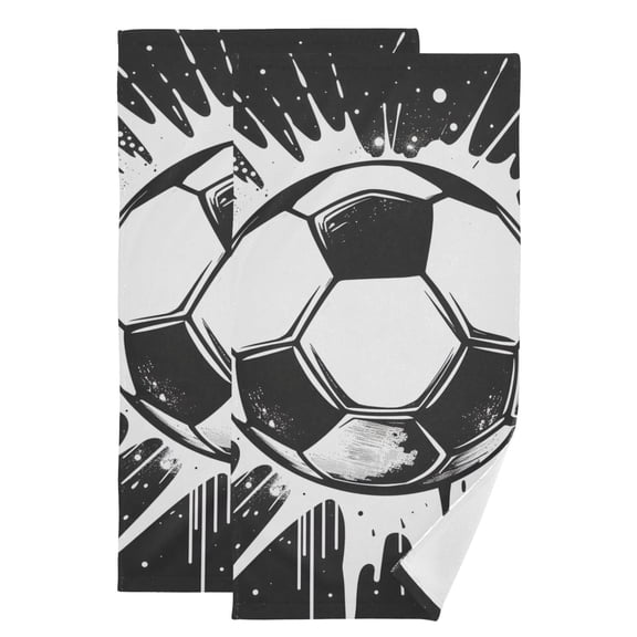 Hand Painted Football Stars Hand Towel Absorbent Bath Towels for Bathroom Sports Gym 28" x 14" Set of 2