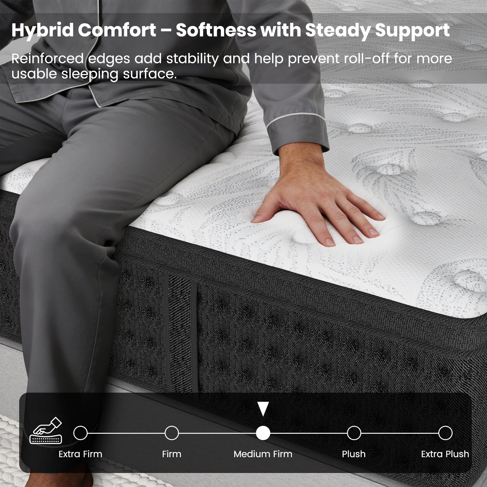 Twin Mattress, KOW 14 inch Twin Size Memory Foam Hybrid Mattress in a Box, Medium