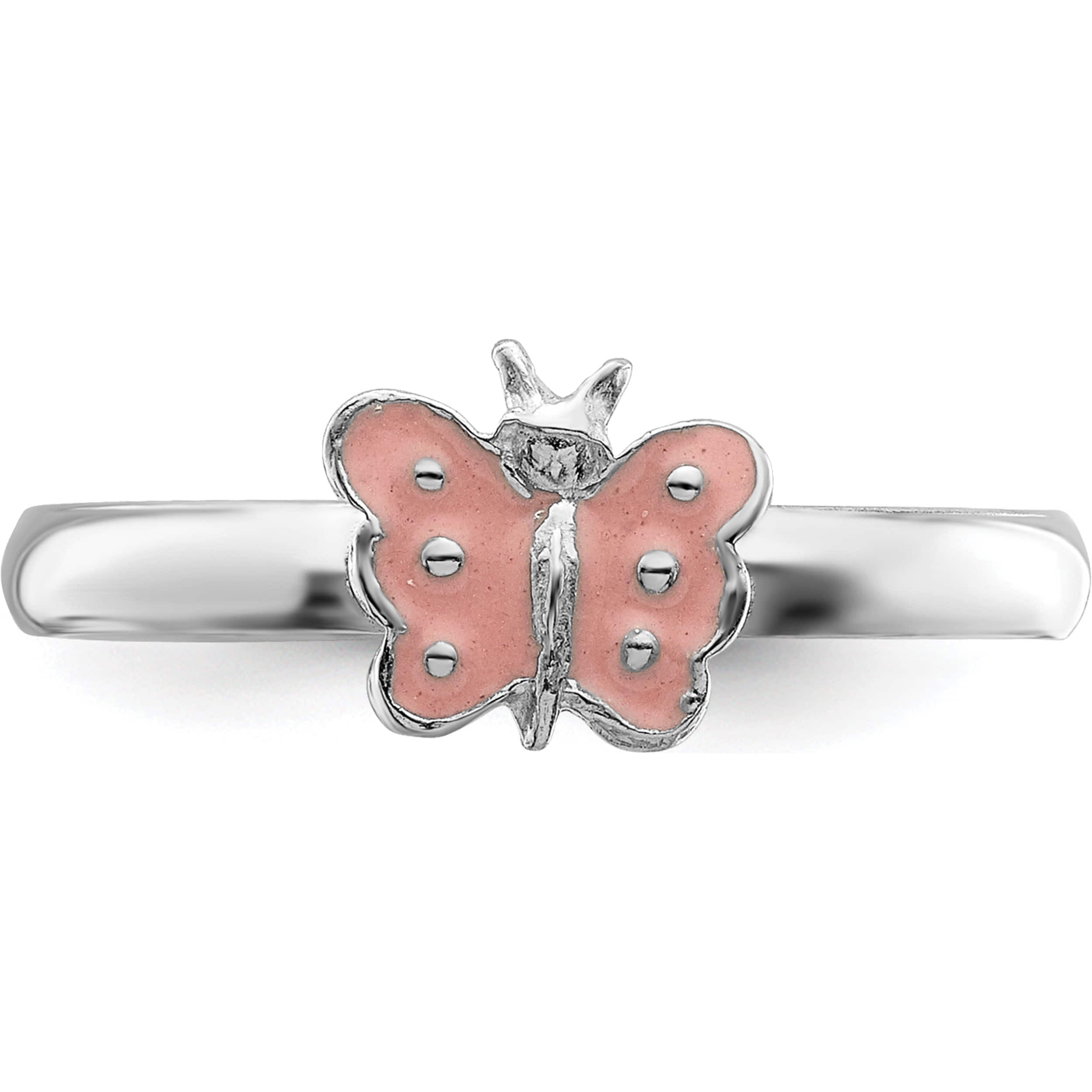 Gold Tone Hot Pink White Enamel Butterfly Kids Bangle Bracelet 50mm 