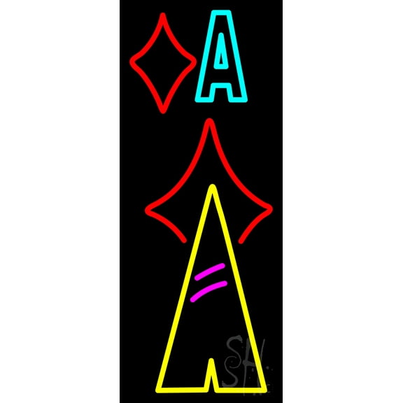 Poker Cards 1 LED Neon Sign 13 x 32 - inches, Black Square Cut Acrylic Backing, with Dimmer - Bright and Premium built indoor LED Neon Sign for wall décor, arcarde, and storefront.