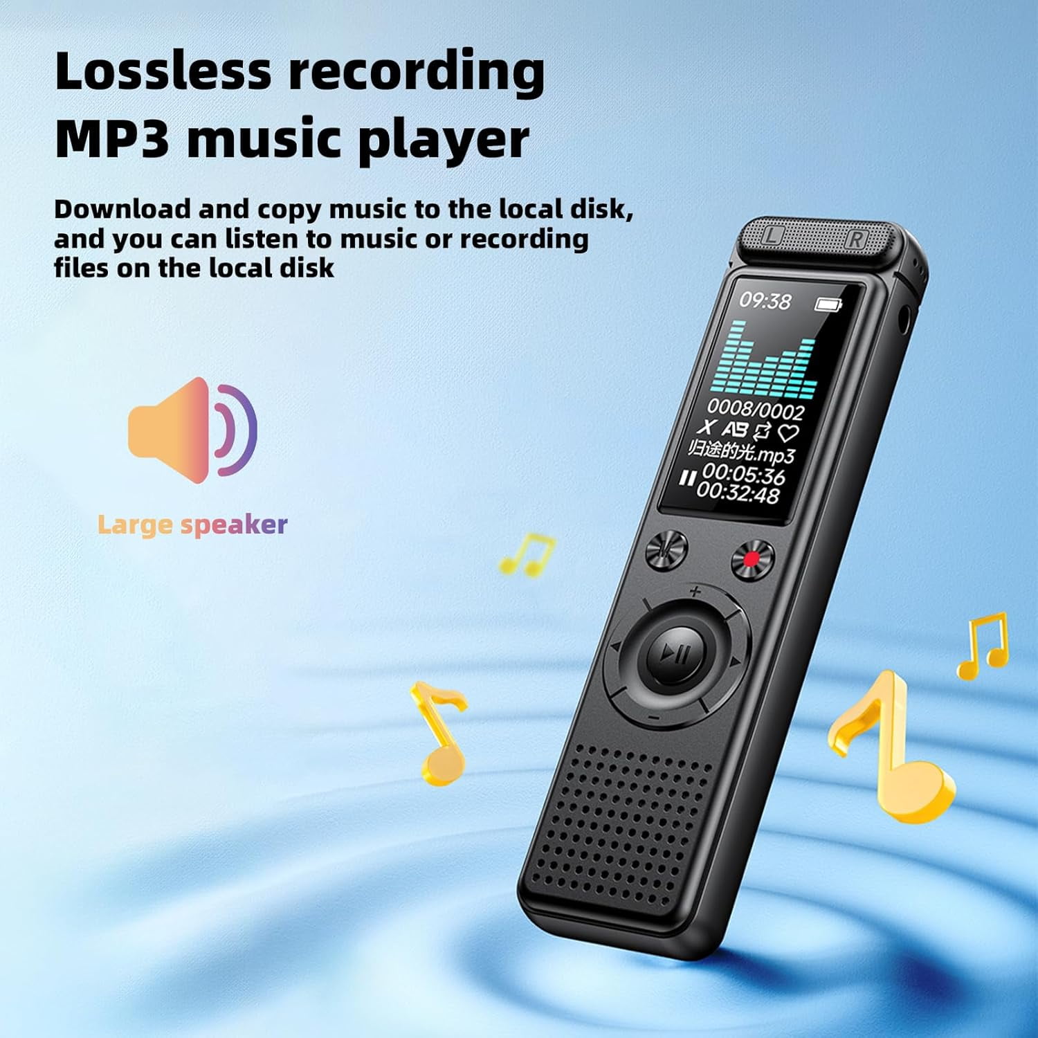 32GB Digital Voice Recorder, Voice Activated Recording Device with MP3 Player, Noise Reduction, Password, Scheduled recording,Auto Save Function for Meeting Concert Lecture Interview