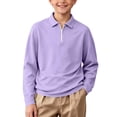 thumbnail image 2 of OGLCCG Boys School Uniform Long Sleeve Shirts,Size 3-4,1/4 Zip Lapel Collar Shirts for Kids,Lightweight Pullover Tops,Purple, 2 of 7