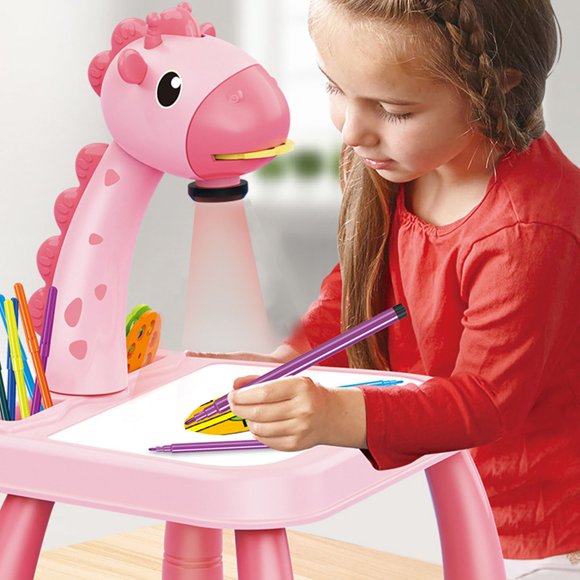 Recent Order Child Smart Giraffe Style Projector Desk with Light Learning Painting Machine Toy 5Ml