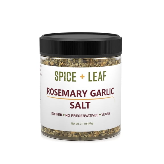 SPICE   LEAF Rosemary Garlic Salt, Vegan and Kosher Seasoning Blend for Meat and Dips, 3.1 oz