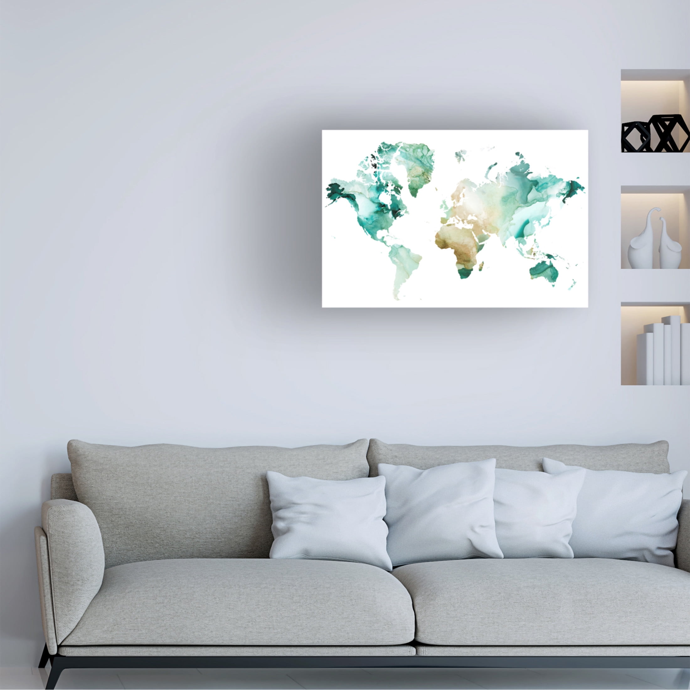 Canvas Wall Art - Grace Popp 'Geode World Map I' Wall Art for Living Room, Bedroom, or Office Décor by Trademark Fine Art - 47 x 30 Inches