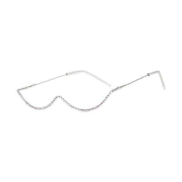 Marcos de anteojos de medio marco Marcos de anteojos sin lente decorativos únicos marcos de plata diamante Yuyangstore Gafas de sol de medio marco