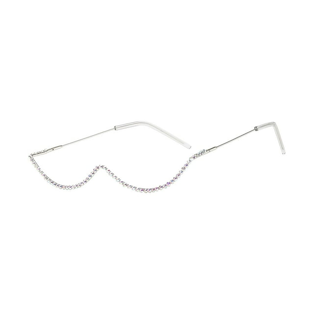 Gafas de media montura Salvador Gafas creativas para festival de música con marco de metal plata diamante