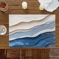 thumbnail image 2 of Blue Ombre Placemats for Dinning Table Set of 6, Modern Wave Abstract Art Burlap Kitchen Place Mats Waterproof Cloth Table Mats, Indoor Outdoor Placemats Easy Clean Dinner Decor, 2 of 8