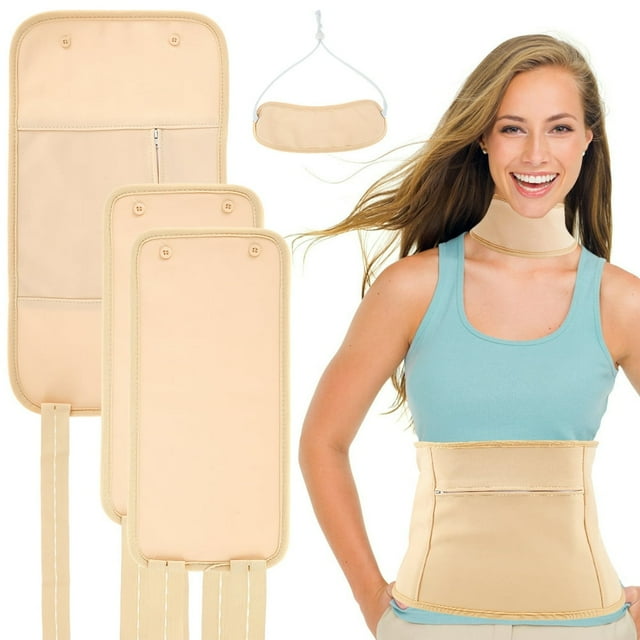 4Pcs Waist Neck Oil Pack Set Washable Reusable Knee Essential Oil Wrap Mess-Free Oil Pack Wrap with Adjustable Elastic Strap Comfortable Oil Pack Leak-Proof Oil Pack for Waist Neck Knee