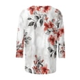 thumbnail image 5 of Staron Liquidation Hauts pour Femmes Chic Décontracté Col Rond Manches 3/4 Chandails T-Shirts Basiques Blouses à Imprimé Floral T-Shirt Tendance, 5 of 5