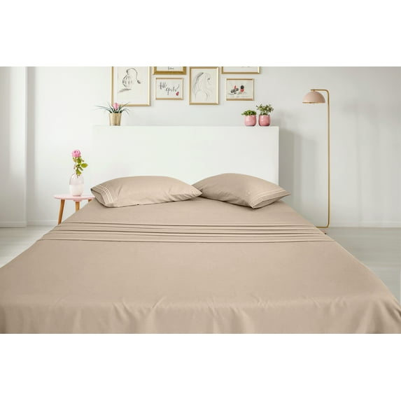 Greeny Green Luxury 1800 Bamboo Ultra Soft Sheet Set – Wrinkle Free, Deep Pocket, Machine Washable, Hypoallergenic, Fade Resistant Bedding Set - 4 Piece Set (Queen, Beige)
