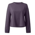 thumbnail image 3 of Women Casual Solid Color Loose Crew Neck Drop Shoulder Long Sleeve TShirt Top Large Women T Shirts Summer Woman Shirts Shirt Women Short Sleeve Womens Solid Tee Shirts Shirts for Women Trendy T Shirt, 3 of 4