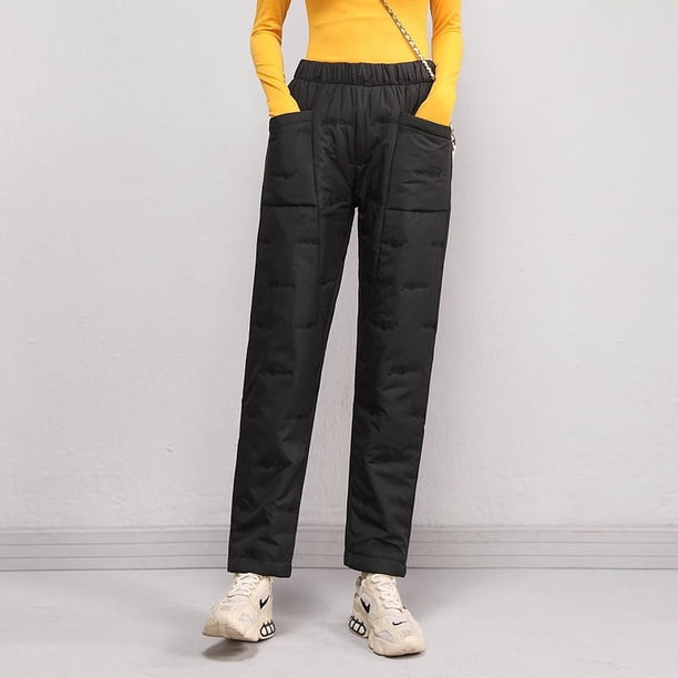 Pantalones de algodón ligeros para mujer, ropa exterior de moda para invierno, pantalones rectos, sueltos, adelgazantes, pantalones cálidos de talla grande para mujer