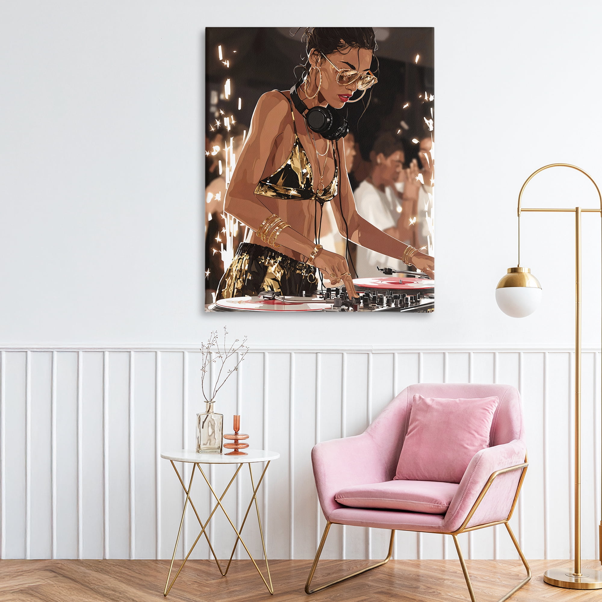 Stupell Industries Party All Night Gilded DJ Canvas Wall Art, design by Franklyn Gregory