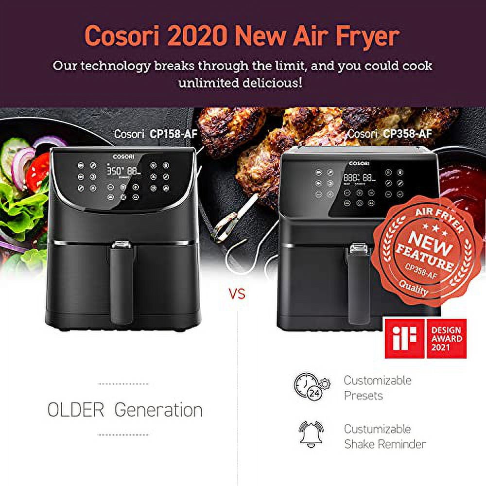 COSORI 12-in-1 Air Fryer with Cookbook(100 Recipes) XL 5.8QT 1700-Watt Air Fryer Oven (Black)-New, 12.65 in