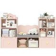 thumbnail image 5 of Homfa Kids Bookshelf with Reading Nook, Kids Toy Storage Cabinet with 8 Cubby, 2 Wood Toy Bin for Nursery Kids Room, Pink, 5 of 7