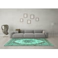 thumbnail image 3 of Ahgly Company Machine Washable Indoor Rectangle Persian Turquoise Blue Traditional Area Rugs, 3' x 5', 3 of 4