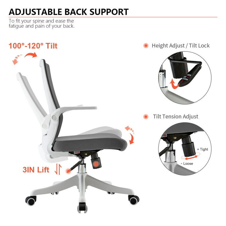 SIHOO Ergonomic High Back Office Chair, Adjustable Computer Desk Chair with  Lumbar Support, 300lb, Gray