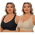 thumbnail image 4 of Daystry Plus Size Everyday Bras for Women Full Coverage Soft Sleep Wirefree Bras Pack of 2 New Upgrade, 4 of 10